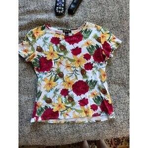 BYdesign 100% cotton Floral Print Short Sleeve‎ T-Shirt